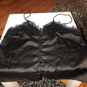 Black satin cami